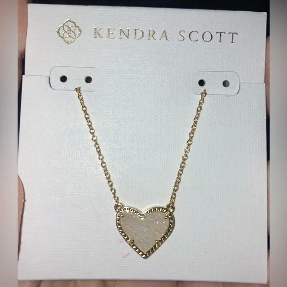 KENDRA SCOTT Valentine Drusy Glittering Heart 14k Gold Over Brass Necklace  NWT